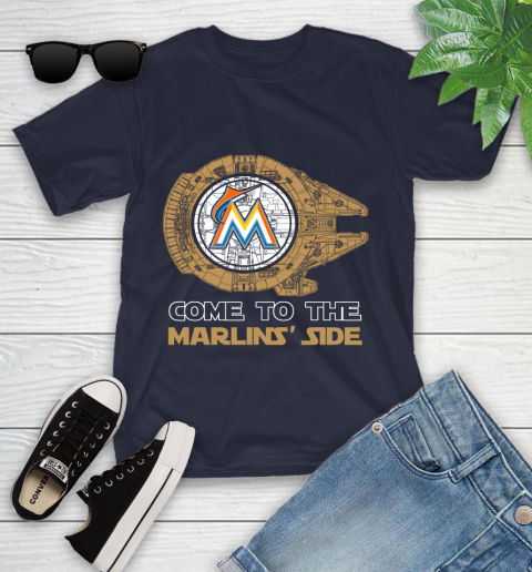 MLB Come To The Miami Marlins Side Star Wars Baseball Sports Youth T-Shirt 2