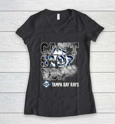 MLB Tampa Bay Rays Baseball Can't Stop Vs Rays Women's V-Neck T-Shirt 6
