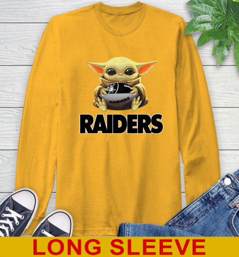 NFL Football Oakland Raiders Baby Yoda Star Wars Shirt Long Sleeve T-Shirt 3