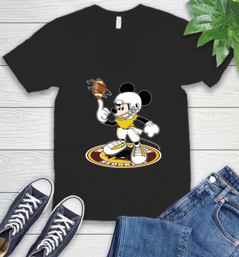 NFL Football Washington Redskins Cheerful Mickey Disney Shirt V-Neck T-Shirt