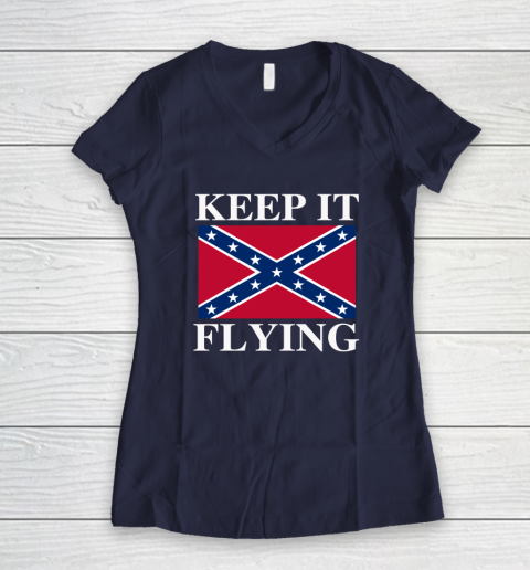 Keep It Flying Confederate Flag Women's V-Neck T-Shirt 7