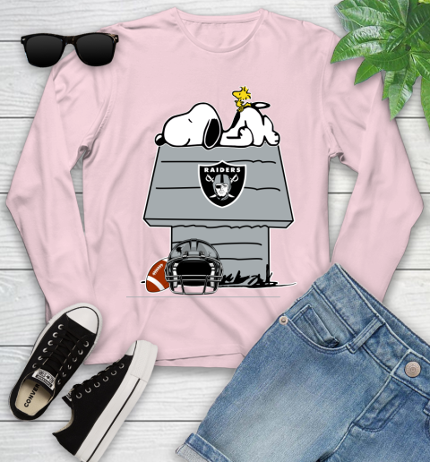 Oakland Raiders NFL Football Snoopy Woodstock The Peanuts Movie Youth Long Sleeve 10