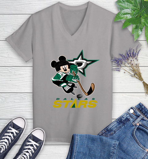 NHL Dallas Stars Mickey Mouse Disney Hockey T Shirt Women's V-Neck T-Shirt 4