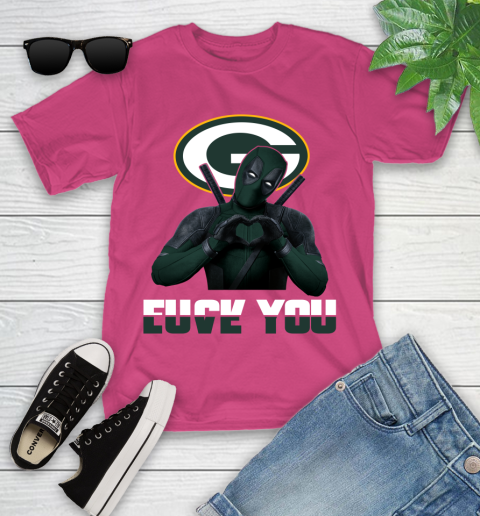 NHL Green Bay Packers Deadpool Love You Fuck You Football Sports Youth T-Shirt 11
