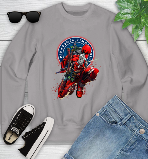 NBA Deadpool Marvel Comics Sports Basketball Minnesota Timberwolves Youth Sweatshirt 4