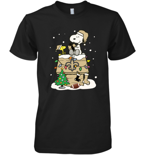 3362 a happy christmas with new orleans saints snoopy premium guys tee 5 front black