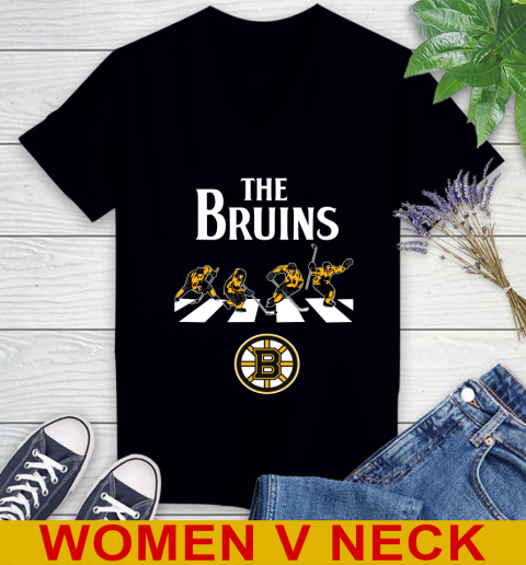 NHL Hockey Boston Bruins The Beatles Rock Band Shirt Women's V-Neck T-Shirt