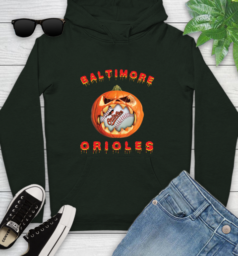 MLB Baltimore Orioles Halloween Pumpkin Baseball Sports Youth Hoodie 13