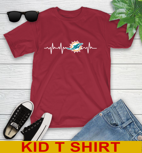 Miami Dolphins NFL Football Heart Beat Shirt Youth T-Shirt 12