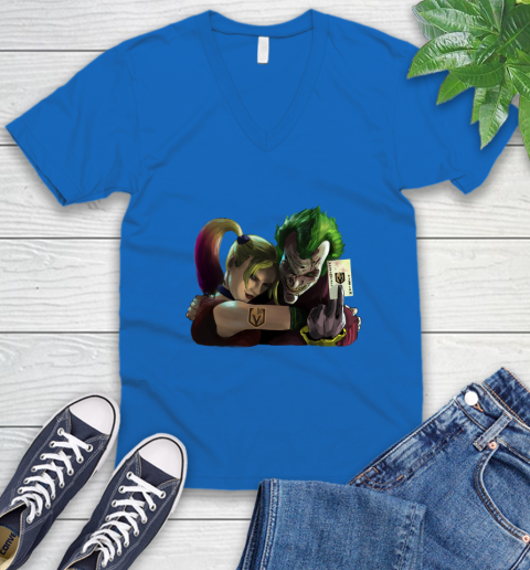 Vegas Golden Knights NHL Hockey Joker Harley Quinn Suicide Squad V-Neck T-Shirt 6