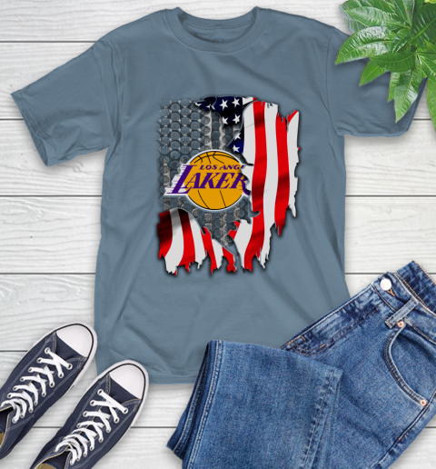 Los Angeles Lakers NBA Basketball American Flag T-Shirt 8