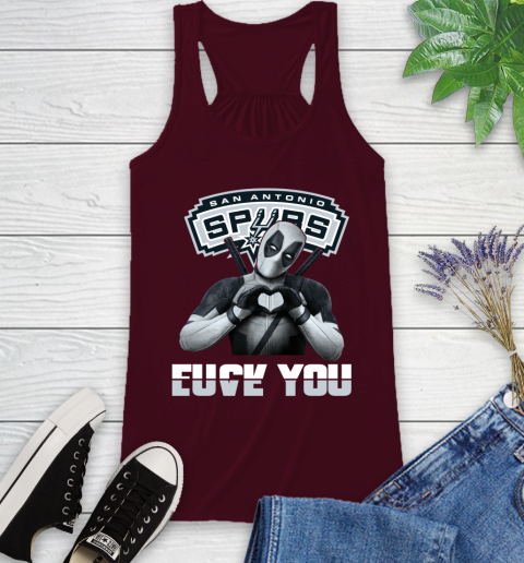 NBA San Antonio Spurs Deadpool Love You Fuck You Basketball Sports Racerback Tank 2