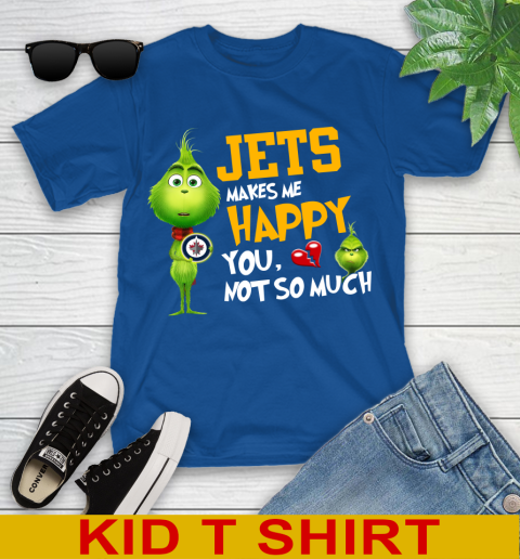 NHL Winnipeg Jets Makes Me Happy You Not So Much Grinch Hockey Sports Youth T-Shirt 10