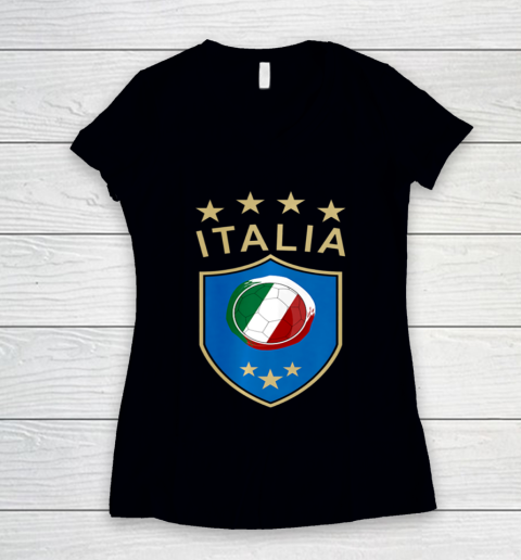 Italy Soccer Italian Italia Flag Football Player Women's V-Neck T-Shirt