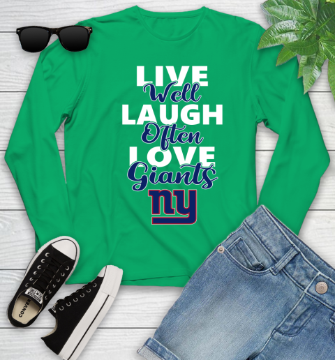 NFL Football New York Giants Live Well Laugh Often Love Shirt Youth Long Sleeve 6