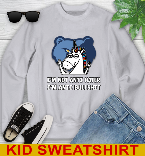 Memphis Grizzlies NBA Basketball Unicorn I'm Not Anti Hater I'm Anti Bullshit Youth Sweatshirt 4