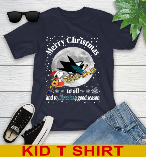 San Jose Sharks Merry Christmas To All And To Sharks A Good Season NHL Hockey Sports Youth T-Shirt 2