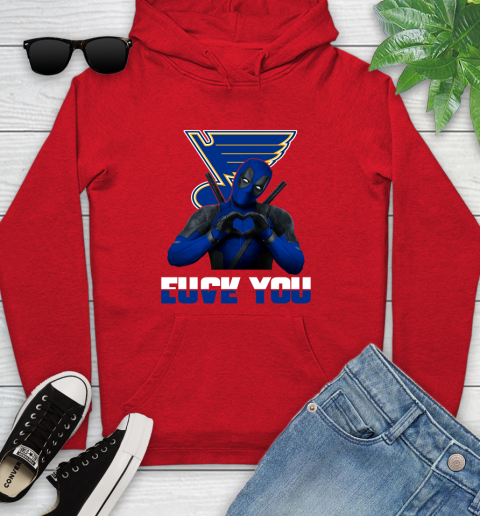 NHL St.Louis Blues Deadpool Love You Fuck You Hockey Sports Youth Hoodie 12