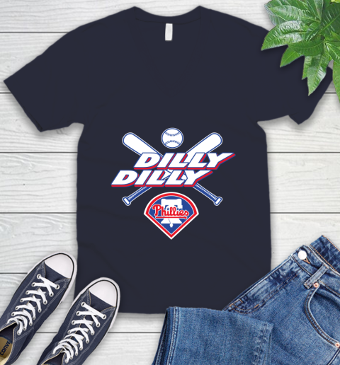 MLB Philadelphia Phillies Dilly Dilly Baseball Sports V-Neck T-Shirt 3