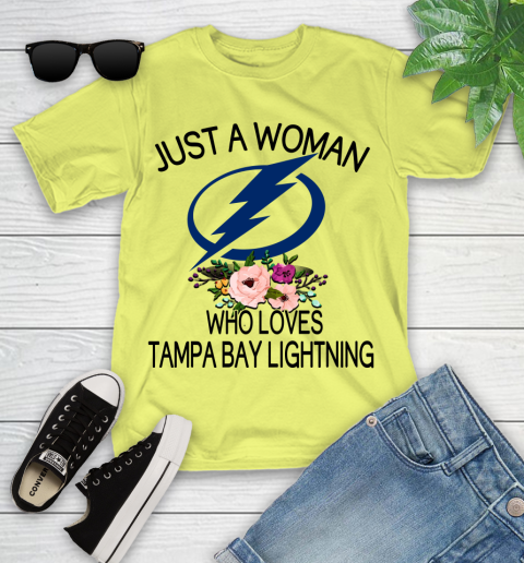 NHL Just A Woman Who Loves Tampa Bay Lightning Hockey Sports Youth T-Shirt 5