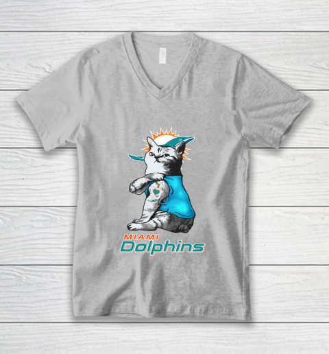 NFL Football My Cat Loves Miami Dolphins V-Neck T-Shirt 3