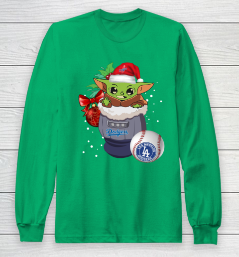 Los Angeles Dodgers Christmas Baby Yoda Star Wars Funny Happy MLB Long Sleeve T-Shirt 7