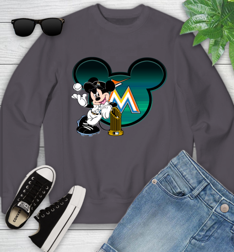 MLB Miami Marlins The Commissioner's Trophy Mickey Mouse Disney Youth Sweatshirt 6