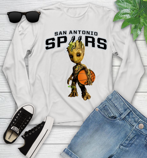 San Antonio Spurs NBA Basketball Groot Marvel Guardians Of The Galaxy Youth Long Sleeve