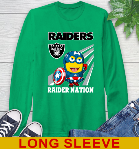 NFL Football Oakland Raiders Captain America Marvel Avengers Minion Shirt Long Sleeve T-Shirt 8