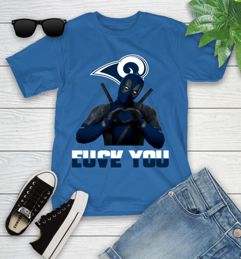 NHL Los Angeles Rams Deadpool Love You Fuck You Football Sports Youth T-Shirt 12