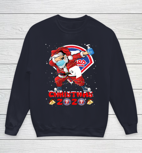 Philadelphia Phillies Funny Santa Claus Dabbing Christmas 2020 MLB Youth Sweatshirt 2