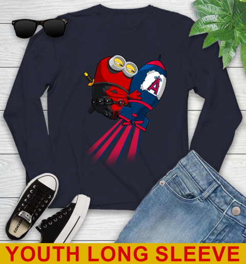 MLB Baseball Los Angeles Angels Deadpool Minion Marvel Shirt Youth Long Sleeve 2