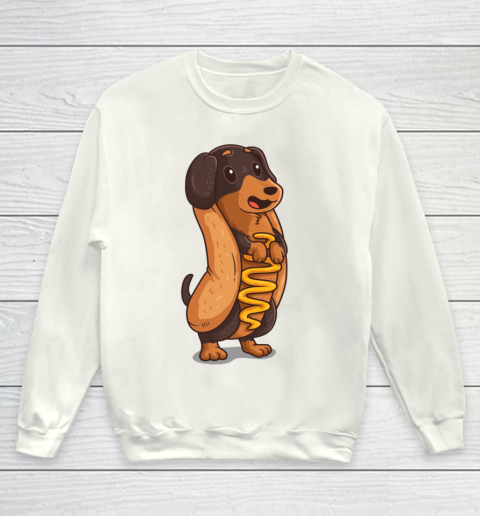Wiener Dog Hotdog Bun Dachshund Funny Foodie Gift Hot Dog Youth Sweatshirt