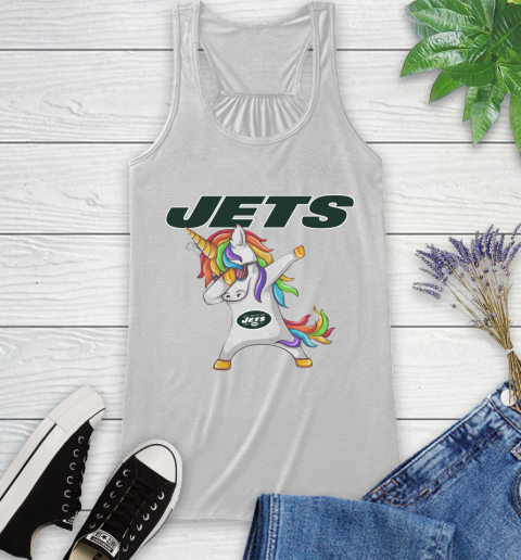 New York Jets NFL Football Funny Unicorn Dabbing Sports Racerback Tank
