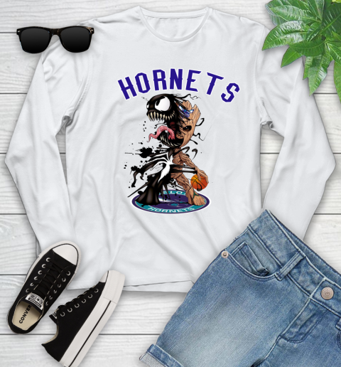NBA Charlotte Hornets Basketball Venom Groot Guardians Of The Galaxy Youth Long Sleeve