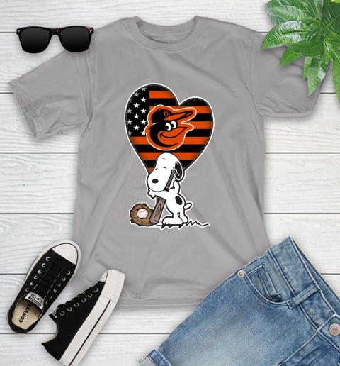 Baltimore Orioles MLB Baseball The Peanuts Movie Adorable Snoopy Youth T-Shirt 4