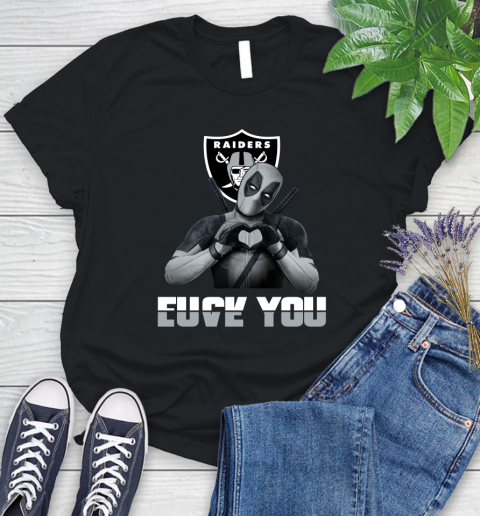 NHL Oakland Raiders Deadpool Love You Fuck You Football Sports Women's T-Shirt