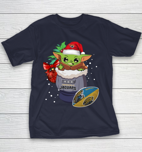 Jacksonville Jaguars Christmas Baby Yoda Star Wars Funny Happy NFL Youth T-Shirt 4