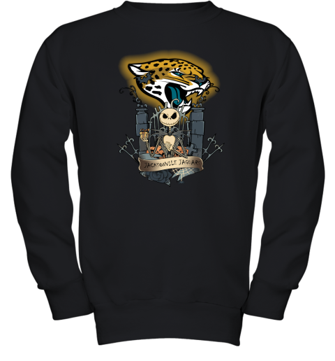 Jacksonville Jaguars Jack Skellington This Is Halloween NFL Youth Sweatshirt