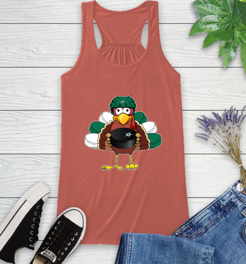 Dallas Stars Turkey Thanksgiving Day Racerback Tank 4
