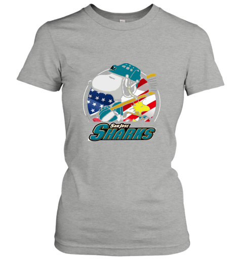 Sanjose Sharks Ice Hockey Snoopy And Woodstock NHL Women's T-Shirt