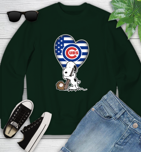 Chicago Cubs MLB Baseball The Peanuts Movie Adorable Snoopy Youth Sweatshirt 10