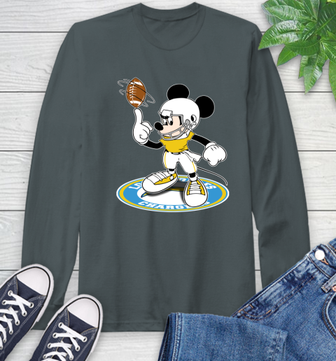 NFL Football Los Angeles Chargers Cheerful Mickey Disney Shirt Long Sleeve T-Shirt 7