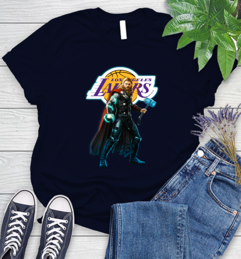 NBA Thor Avengers Endgame Basketball Los Angeles Lakers Women's T-Shirt 3