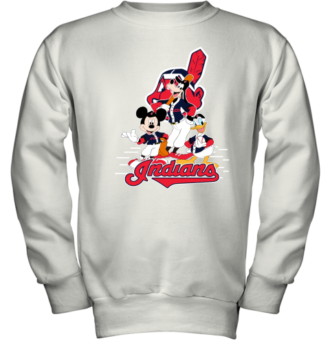 Cleveland Indians Mickey Donald And Goofy Baseball Youth Sweatshirt