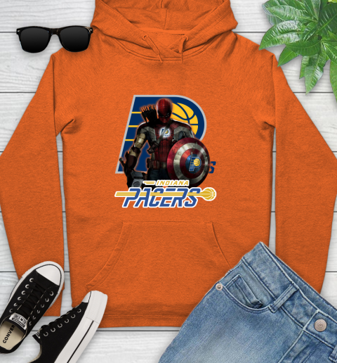 Indiana Pacers NBA Basketball Captain America Thor Spider Man Hawkeye Avengers Youth Hoodie 5