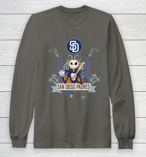 MLB San Diego Padres Baseball Jack Skellington Halloween Long Sleeve T-Shirt 5