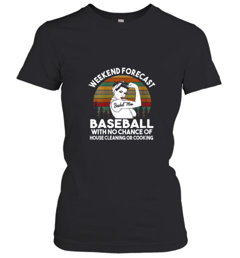 Womens Baseball Mom Weekend Forecast Funny Gift For Mom Women's T-Shirt