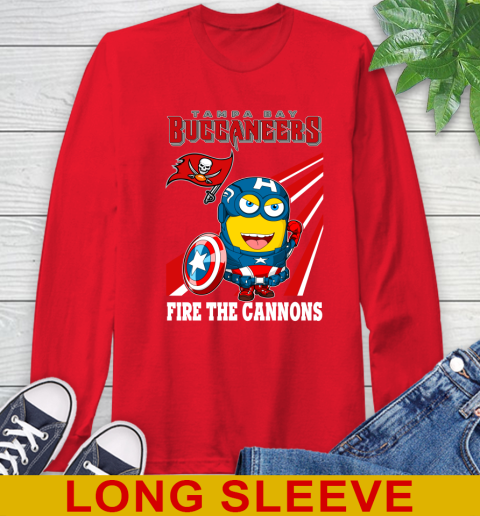 NFL Football Tampa Bay Buccaneers Captain America Marvel Avengers Minion Shirt Long Sleeve T-Shirt 12