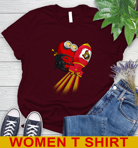 NHL Hockey Ottawa Senators Deadpool Minion Marvel Shirt Women's T-Shirt 6